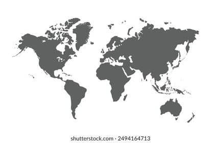 World map isolated on white background.for website layouts, background,education,precise, customizable,Travel worldwide, map silhouette backdrop,earth geography, political,reports.