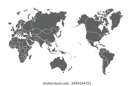 World map isolated on white background.for website layouts, background,education,precise, customizable,Travel worldwide, map silhouette backdrop,earth geography, political,reports.