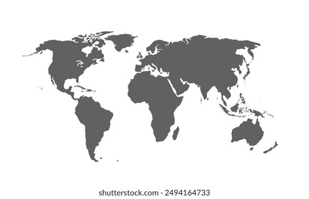 World map isolated on white background.for website layouts, background,education,precise, customizable,Travel worldwide, map silhouette backdrop,earth geography, political,reports.