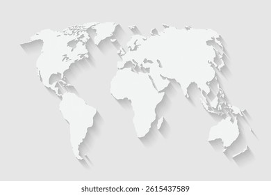 World map isolated on white background with shadow. Vector
