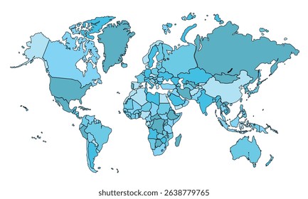 World map isolated on white background for website layouts,background,education, precise,customizable,Travel worldwide, earth geography, political,reports.