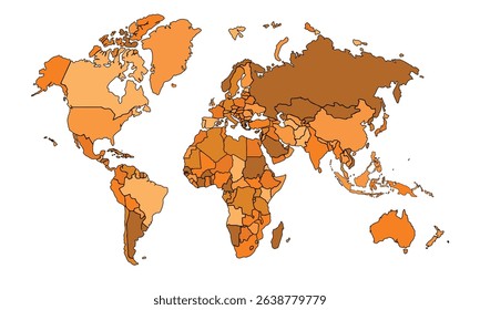 World map isolated on white background for website layouts,background,education, precise,customizable,Travel worldwide, earth geography, political,reports.
