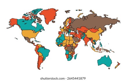 World map isolated on white background for website layouts,background,education, precise,customizable,Travel worldwide ,earth geography, political,reports.