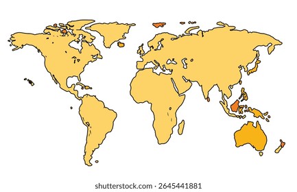 World map isolated on white background for website layouts,background,education, precise,customizable,Travel worldwide ,earth geography, political,reports.
