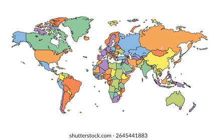World map isolated on white background for website layouts,background,education, precise,customizable,Travel worldwide ,earth geography, political,reports.