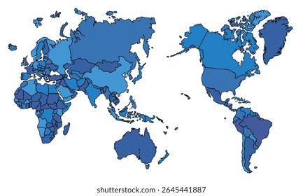 Mapa do mundo isolado no plano de fundo branco para layouts de site, plano de fundo, educação, preciso, personalizável, Viagens em todo o mundo, geografia da terra, política, relatórios.
