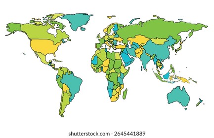 Mapa do mundo isolado no plano de fundo branco para layouts de site, plano de fundo, educação, preciso, personalizável, Viagens em todo o mundo, geografia da terra, política, relatórios.