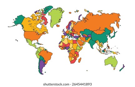 World map isolated on white background for website layouts,background,education, precise,customizable,Travel worldwide ,earth geography, political,reports.