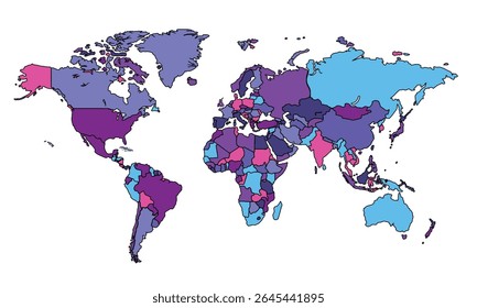 World map isolated on white background for website layouts,background,education, precise,customizable,Travel worldwide ,earth geography, political,reports.