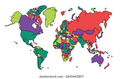 World map isolated on white background for website layouts,background,education, precise,customizable,Travel worldwide ,earth geography, political,reports.