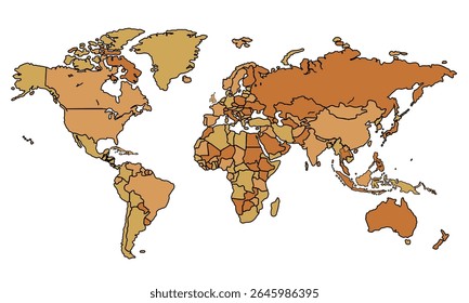 World map isolated on white background for website layouts,background,education, precise,customizable,Travel worldwide ,earth geography, political,reports.