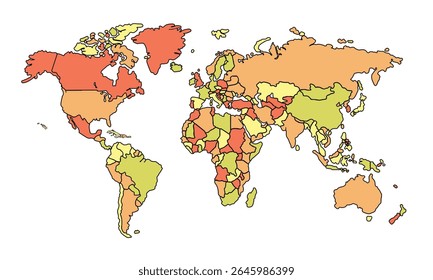 World map isolated on white background for website layouts,background,education, precise,customizable,Travel worldwide ,earth geography, political,reports.