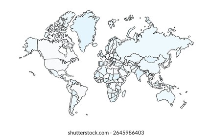 World map isolated on white background for website layouts,background,education, precise,customizable,Travel worldwide ,earth geography, political,reports.