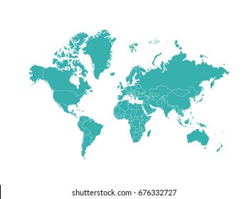 World map isolated on white background. Flat world Earth illustration.