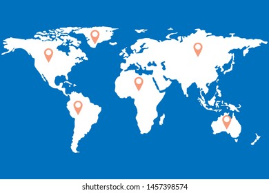 The world map isolated pin interest landmark view continent.