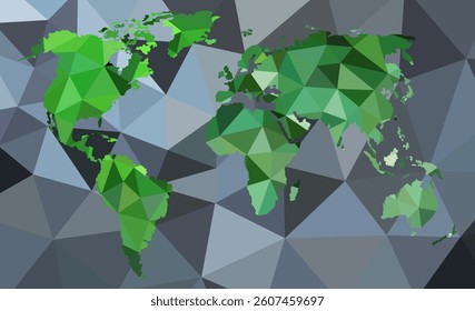World map isolated in triangulation. Flat Earth, world map template. EPS 10.