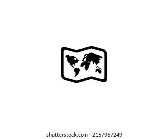 Icono de ilustración vectorial aislada del mapa mundial. Icono de ilustración de emoticonos de mapas mundiales