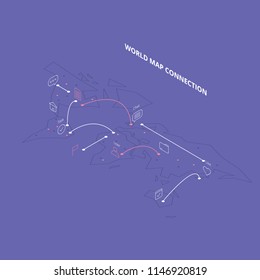 World Map Isometric Connection. Vector illustration