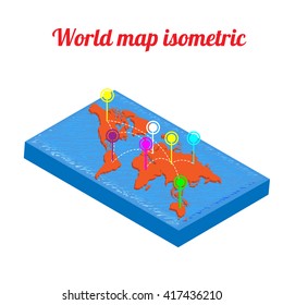 World map isometric. World map with infographic element. Vector illustration