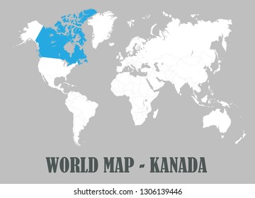 World map, Kanada, vector