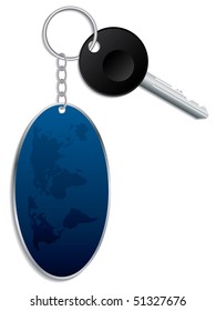 World map keyholder with key