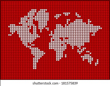 World map knitted for your design