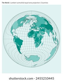 World Map. Lambert azimuthal equal-area projection. Countries style. High Detail World map for infographics, education, reports, presentations. Vector illustration.