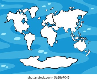 World map with land in white color illustration