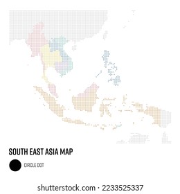 Mapa mundial de grandes dimensiones con estilo de punto - Asia sudoriental, región por país