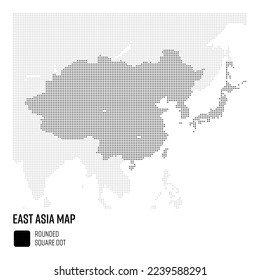 World Map in Large Dot Style -  East Asia Region Group by Country