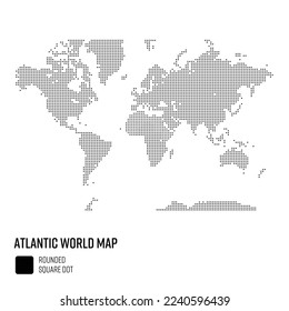 World Map in Large Dot Style - Atlantic-centered World Group by region