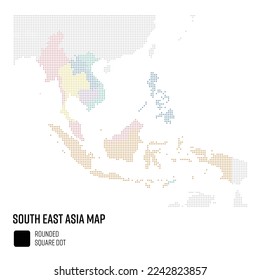 World Map in Large Dot Style -  South East Asia Region Group by Country