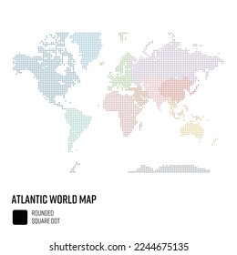 World Map in Large Dot Style - Atlantic-centered World Group by region