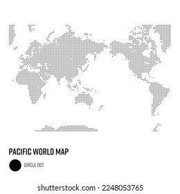 World Map in Large Dot Style - Pacific-centered World Group by region