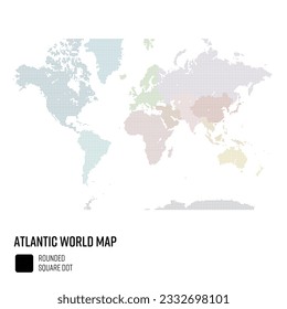 World Map in Large Dot Style - Atlantic-centered World Group by region