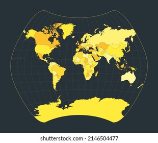 World Map. Larrivee projection. Futuristic world illustration for your infographic. Bright yellow country colors. Stylish vector illustration.