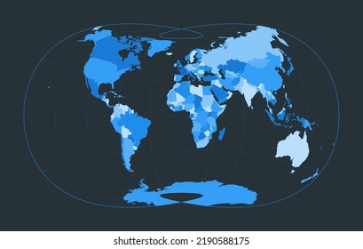 World Map. Laskowski tri-optimal projection. Futuristic world illustration for your infographic. Nice blue colors palette. Superb vector illustration.