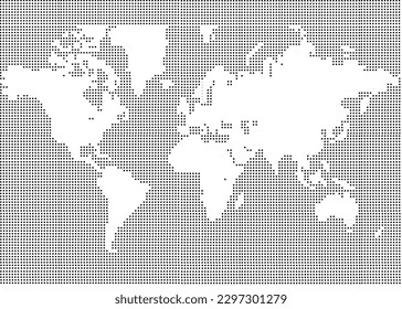 world map LED white color on black dot matrix vector for background festival anniversary cartoon icon banner presentation 