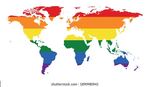 world map LGBT flag. gay, lesbian, bisexual and transgender icon vector