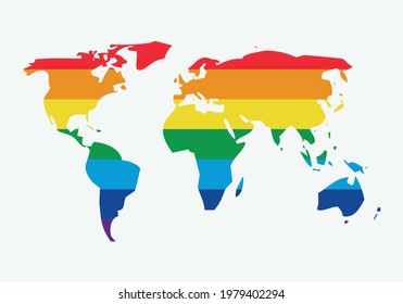 World map with the lgtbi flag.