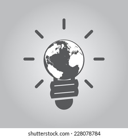 The world map in light bulb icon