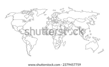 World map. Light silhouette vector illustration