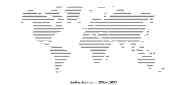 World map line design vector banner. Modern world symbol