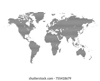 World Map Line Elements Separated Abstract Stock Vector (Royalty Free ...