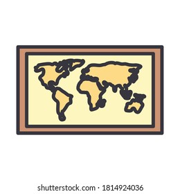 World map line and fill style icon design, Planet continent earth and globe theme Vector illustration
