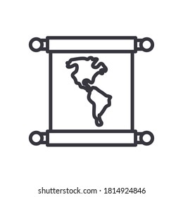 Diseño de iconos de estilo de línea de mapa mundial, Tema de planeta Tierra y globo Ilustración vectorial