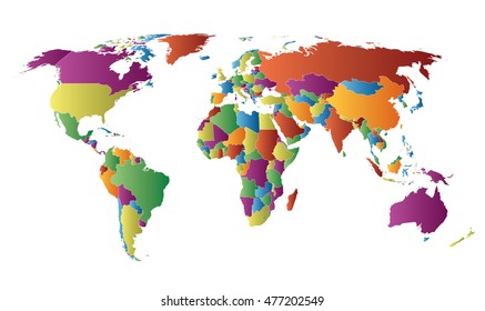 World Map Linear Gradient Fill Countries