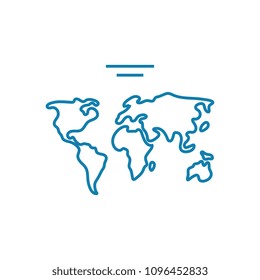 World Map Linear Icon Concept. World Map Line Vector Sign, Symbol, Illustration.