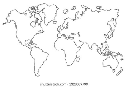 World Map Linear Vector Stock Vector (Royalty Free) 1328389799