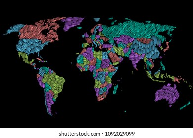 World map lineart